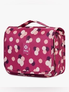 Maroon Floral Travel Toiletry Bag